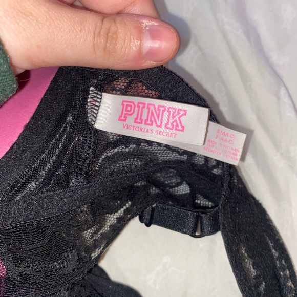 Victoria Secret Love Pink Black Bralette size Small (AA-C) - Picture 6 of 7